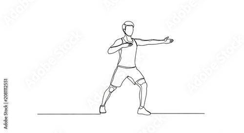 Man doing stretching exercise, one line drawing, fitness concept