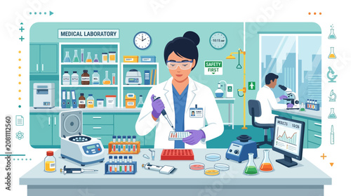 Scientist Working in a Modern Medical Laboratory