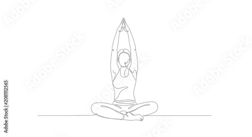 Minimalist Line Art Woman Meditating in Lotus Pose
