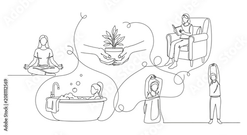Mindfulness and Self-Care: Yoga, Bathing, Reading, Plant Care, and Growth
