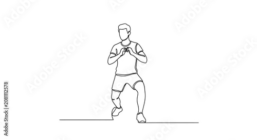 Man doing lunges, single line drawing, fitness, exercise, workout, healthy lifestyle