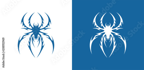 Foto Tribal Spider Logo Vector Fierce Arachnid Tattoo Mascot Symbol