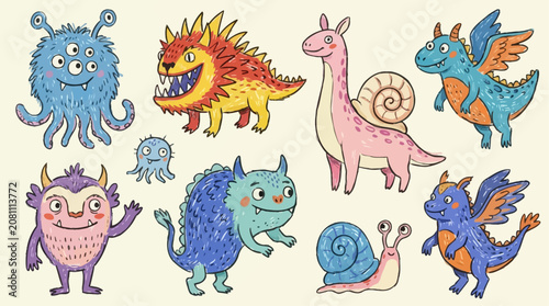 Фотография Vibrant Abstract Little Monster and Fantastic Animal in a Quirky Funny Car, Whim