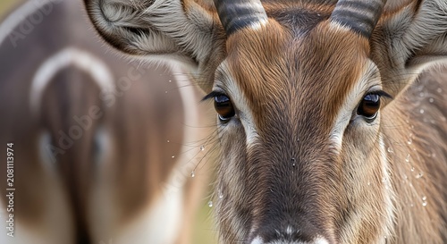 Close-up of a nyala antelope face.