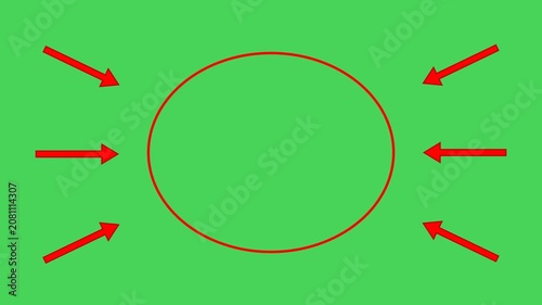 Highlighting Focus: Six Red Arrows Pointing to Central Area on Green Screen