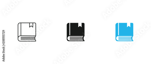 Dictionary book icon, bookmark textbook encyclopedia, school education vocabulary. vector illustration