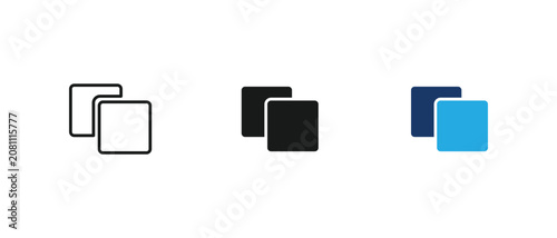 Copy icon, duplicate multi window, paste square layer document. vector illustration