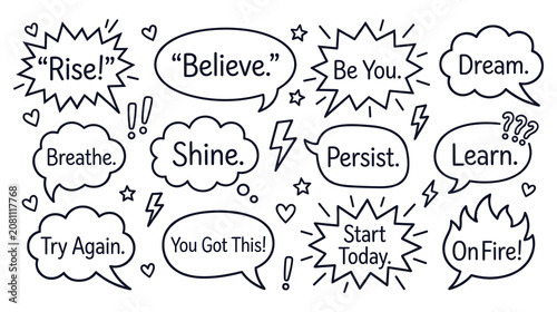 Obraz na plátně Motivational speech bubbles with positive messages and inspirational quotes for success