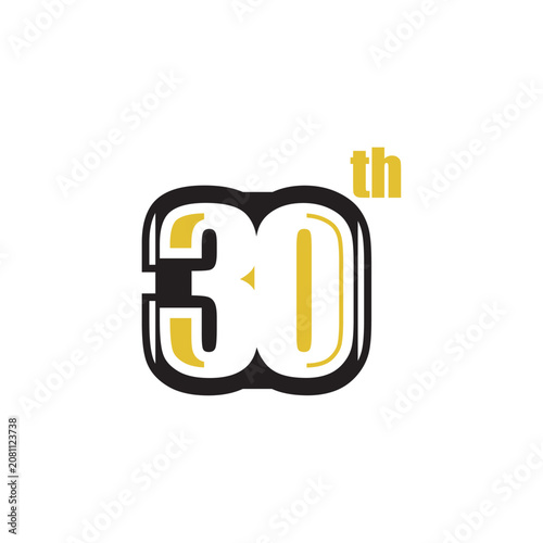 30th Anniversary logo design. Simple, minimalist, elegant, luxurious 30th anniversary logo design.