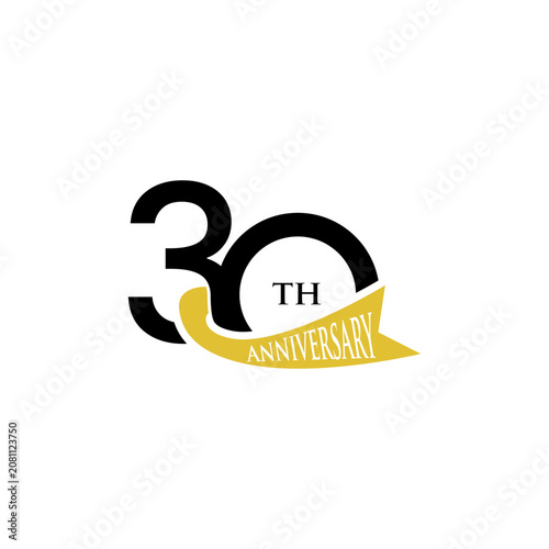 30th Anniversary logo design. Simple, minimalist, elegant, luxurious 30th anniversary logo design.