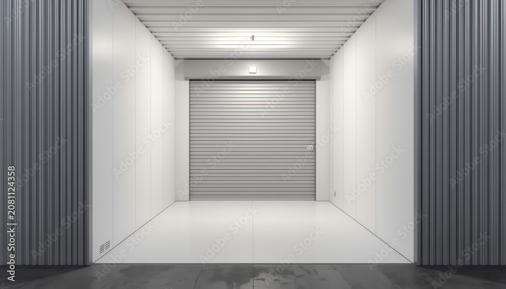 Fototapeta premium Modern garage room with open rolling gates