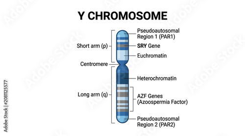 Photography Detailed illustration of the Y chromosome with labeled parts including Pseudoaut