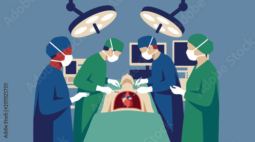 Canvastavla Open Heart Surgery Vector Illustration
