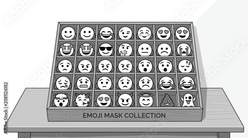 Obraz na płótnie Emoji faces on display stand.