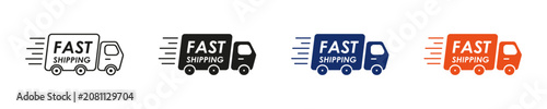 Photos Fast delivery truck icon set