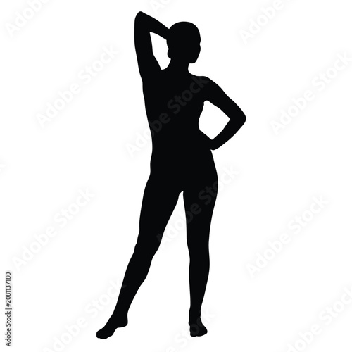 Black silhouette of a standing woman posing in confident fashion