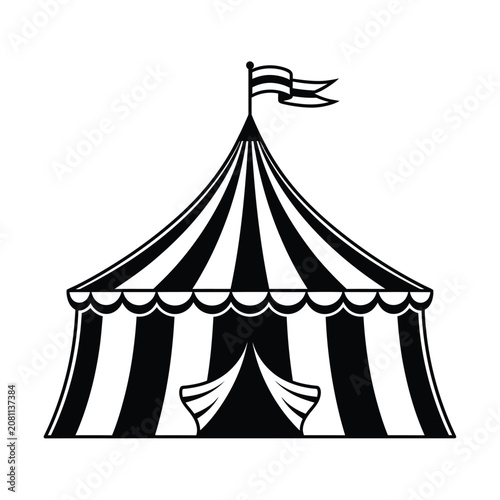 Black and white circus tent illustration for creative design projects