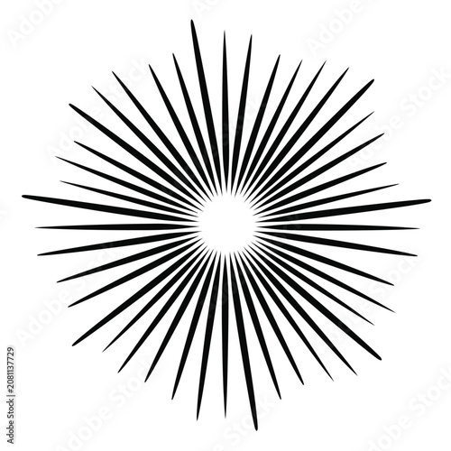 Abstract sunburst shape with sharp radiating lines for creative design projects