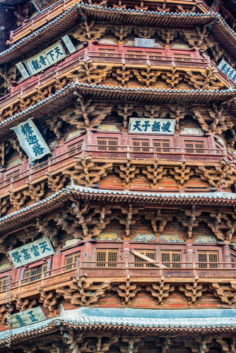 Datong, China - May 10 2026: The Yingxian Wooden Pagoda rises as the world’s oldest surviving multi-story timber tower, exemplifying remarkable Liao dynasty engineering and Buddhist architecture