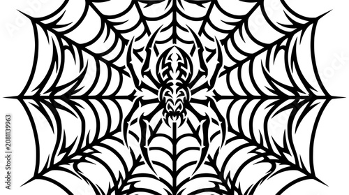 Tribal Spider and Web Illustration