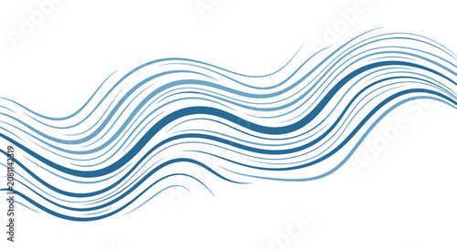 Abstract Blue Wavy Lines on White Background