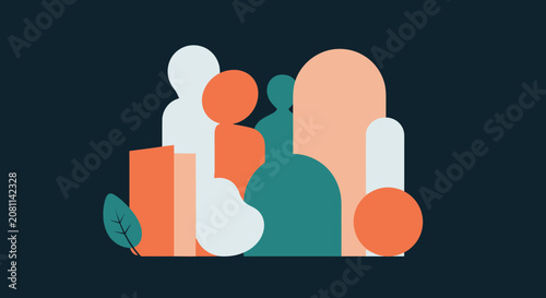 Abstract Diverse Group People Shapes Background