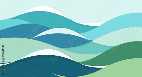 Abstract flowing waves, blue and green abstract background