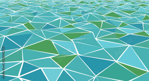 Abstract Geometric Pattern: Teal, Blue, Green Triangles, Polygonal Background