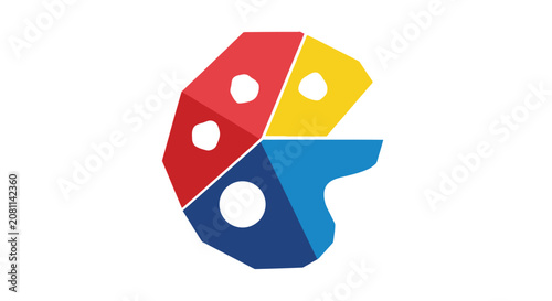 Abstract Geometric Shape Icon, Colorful Playful Design