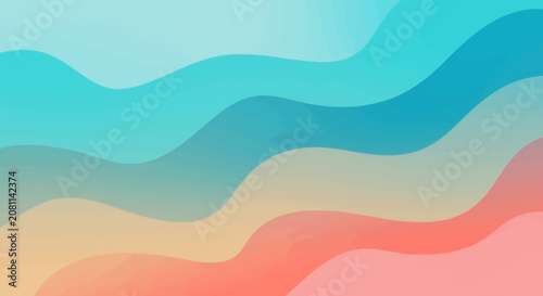 Abstract Gradient Waves: Blue, Teal, Peach, Coral Colors