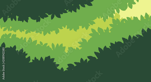 Abstract Green Foliage Layers with Sunlight Background