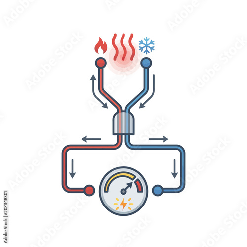 Heat and cool energy transfer system schematic illustration