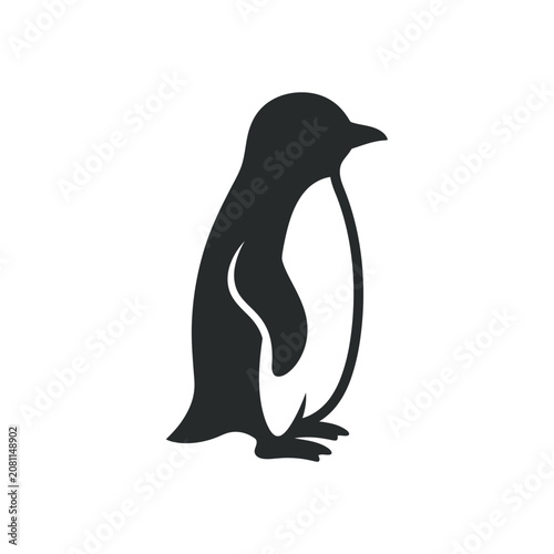 Isolated penguin silhouette standing side view simple graphic design