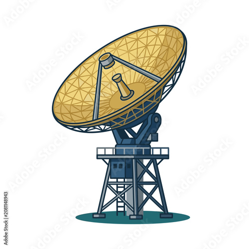 Large satellite dish antenna for communication and broadcasting.
