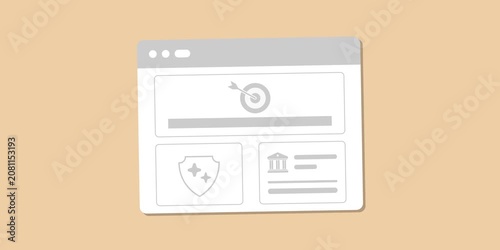 Completed progress bar, achievement badge, target symbol and savings dashboard. Savings milestone achievement concept scene.