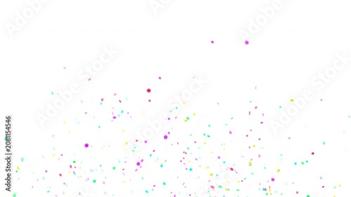 Multicolor confetti explosion falling down. Festive party celebration background.