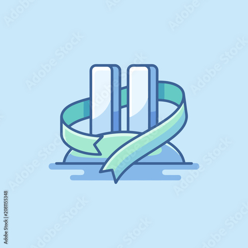A flat vector illustration of two pillars wrapped in a ribbon