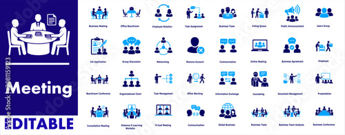 Tableau sur toile Meeting icon set