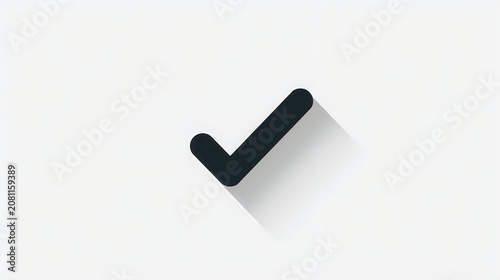 Minimalist 2D Vector Icon of a Checkmark with Bold Black Lines on White Background