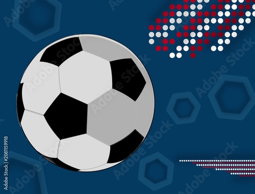 Soccer ball background in american flag color theme