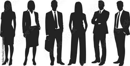 WebSilhouette business team standing together symbolizing unity, leadership, diversity, and corporate collaboration