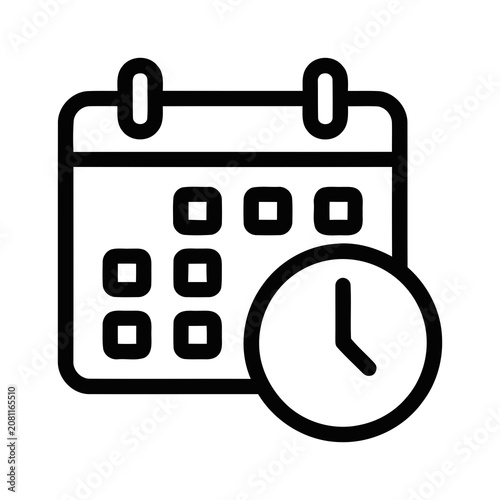 Simple Outline Calendar And Clock Icon Representing Time Management And Scheduling