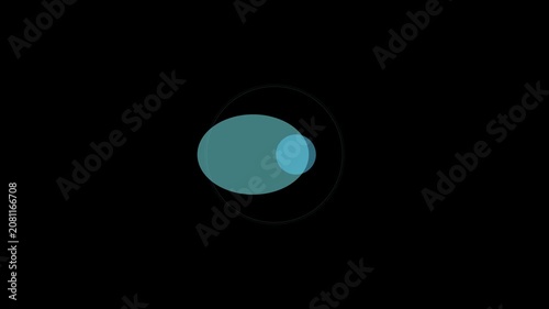 Minimalist abstract motion with overlapping teal circles and pulsing rings on animation 4k black background