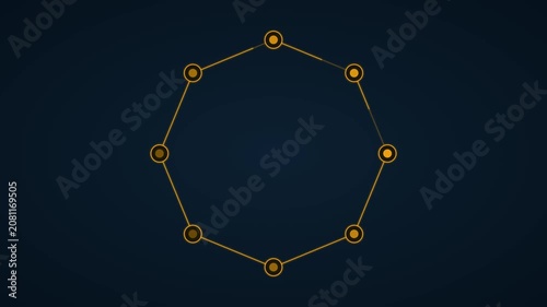 Minimalist digital octagon network connection with pulsing nodes and geometric lines animation 4k