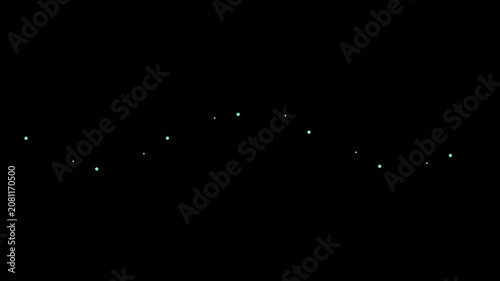 Minimalist glowing particle wave animation on 4k black background, abstract digital flow motion for technology and science presentations