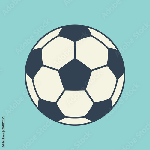A classic soccer ball icon is centered on a teal background