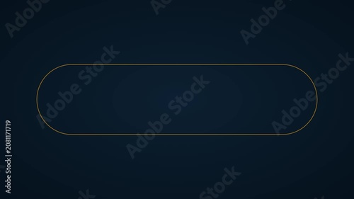 Minimalist gold rounded rectangle frame on dark blue animation 4k background, for text overlay border