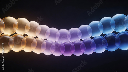 Colorful gradient spheres in row