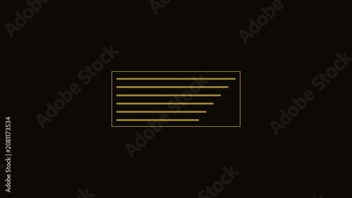 Minimalist loading bar animation with gold geometric lines on 4k black background, progress