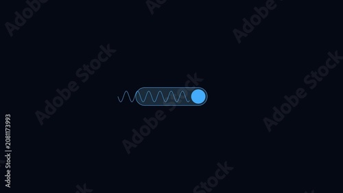 Minimalist loading spinner animation with blue circle and sine wave progress bar for ui/ux and digital interface projects 4k